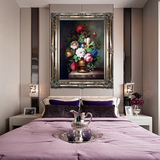 欧式古典花卉纯手绘油画花开富贵客厅玄关餐厅卧室装饰画竖幅挂画