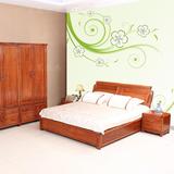 实木床新中式1.8米5大床非洲花梨木刺猬紫檀红木家具婚床双人现代