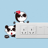 创意可移除熊猫灯开关插座贴纸搞怪小动物墙贴画室内冰箱卡通装饰