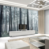 欧式大型个性3D复古黑白森林风景电视沙发墙纸壁画背景无纺布壁纸