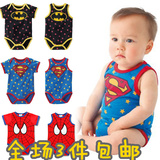 夏装男女超人造型连体哈衣短袖爬服童宝宝婴儿衣服装蜘蛛侠蝙蝠侠