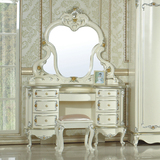 楷特 法式田园梳妆台妆镜组合欧式奢华化妆桌化妆柜 白色钢琴漆