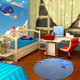地中海现代北欧宜家客厅卧室男孩儿童样板房设计师地毯圆电脑椅垫