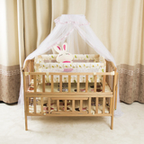 爱儿蒙恩实木榉木漆婴儿床多功能BB床可变书桌童床宝宝摇床婴儿床