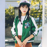慕兔MUTU2016秋季新款韩版学院风修身显瘦刺绣棒球服短款外套女