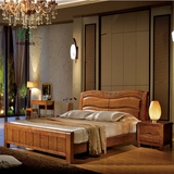 品牌全橡木床 实木床 1.5米1.8米 深色 现代简约 加厚型高箱升降