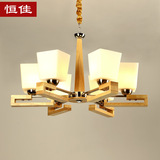简约实木吊灯创意北欧现代中式客厅灯餐厅灯木质LED原木灯具