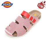 Dickies夏季新款条纹软木拖沙滩拖鞋舒适耐磨凉鞋双色防滑女鞋子