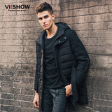 VIISHOW冬季中长款标准外套新款纯色欧美简约大衣男士青年风衣