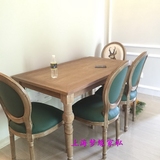 法式欧式长方形做旧橡木餐桌 美式乡村复古仿古餐厅实木餐桌椅