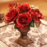 复古欧式假花仿真花套装客厅花瓶摆件 餐桌摆设装饰品绢花插花