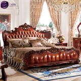 塞瓦那莉欧式家具实木真皮床 美式双人床1.8米 别墅大户型婚床D1