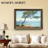 Wowart 美式风格装饰画横版客厅山水画有框风景油画餐厅单幅墙画