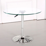 形接待洽谈桌时尚创意简约现代钢化玻璃升降茶几小圆桌子咖啡桌圆