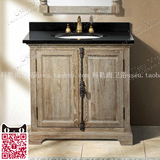地中海古典复古怀旧浴室柜美式简欧式实木落地卫浴柜洗漱柜台盆柜