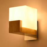 卧室灯 实木床头灯简约现代过道走廊玄关楼梯间创意日式木艺壁灯