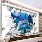 海底世界海豚3D立体大型壁画酒店KTV包厢壁纸 客厅电视背景墙纸布