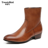 翠迪鸟（TweetyBird）欧美时尚平跟短筒侧拉链短筒保暖马丁靴男靴