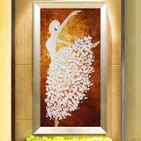 简约现代纯手绘抽象油画芭蕾舞玄关走廊过道客厅竖版装饰有框挂画