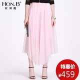 HONB红贝缇夏季新款网纱半身长裙韩版甜美雪纺A字裙蓬蓬裙Q52026