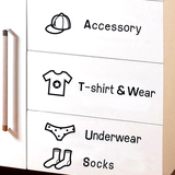 墙贴纸卧室儿童房间衣柜抽屉标签贴内衣物分类标示贴简约英文贴画