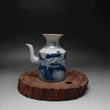 热卖清青花瓷山水壶 古董古玩 仿古瓷器 收藏摆件 复古茶壶 酒壶