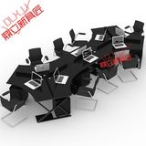 黑色异形创意办公桌椅屏风工作位 职员办公桌 3/6/8人组合工作位