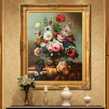 美式西餐厅挂画玄关花瓶静物画欧式玄关配画纯手绘古典花卉油画10