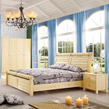 成人松木床全实木床欧式简约现代高箱带抽屉家具1.5米1.8米双人床