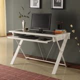 欧美时尚电脑桌1m台式桌实木钢化玻璃白色电脑桌 1.2米台式 家用