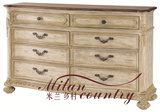 出口美国实木梳妆台 美式复古雕花斗柜欧式法式做旧储物柜