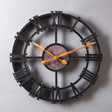 圆形挂表仿铁艺现代罗马数字时钟欧式复古创意挂钟客厅卧室墙钟