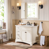 美式实木落地浴室柜组合欧式卫浴橡木洗手池卫生间洗漱洗脸面盆柜