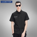 Lilbetter男士短袖衬衫 日系潮牌衬衣半袖字母印花寸衫短袖男夏季