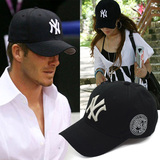 MLB明星同款男士棒球帽女生太阳帽NY户外运动防晒遮阳鸭舌帽黑色