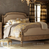 美式实木床雕花双人床北欧法式软包床欧式新古典复古纯实木家具