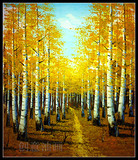 欧式油画玄关装饰画单幅走廊过道壁画 纯手绘风景黄金发财树竖版
