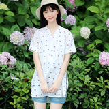 流星之恋夏装新款少女韩版修身短袖衬衫初高中学生上衣青少年女装