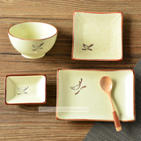 日本料理店餐具 创意日式陶瓷寿司盘子 家用碗碟套装 和风复古