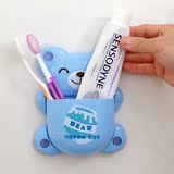 创意强力吸盘牙刷架挂架 三口之家卫生间浴室吸壁式儿童牙刷架