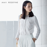 正品Amii Redefine秋季常规大码长袖女装常规款文艺衬衫61671581