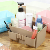 韩国纯色大容量多格化妆品收纳盒 创意桌面杂物整理盒塑料储物盒