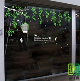 树枝小鸟墙贴纸 唯美鸟笼店铺橱窗客厅沙发墙阳台玻璃贴画H384