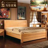 榉木纯全实木床1.8米双人床1.5单人 气压高箱床储物 简约现代中式