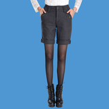 2015新款呢子西装短裤女冬季 显瘦型大码毛呢短裤加厚休闲靴裤
