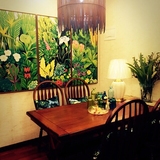 绿色植物花卉三联沙发背景墙装饰画客厅现代有框餐厅卧室玄关挂画