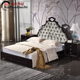 新中式床实木双人布艺婚床1.8米样板房情趣床古典公主床现货包邮