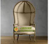 美式乡村法式实木布艺贵妃椅 弯顶沙发太空椅子美式乡村可定制