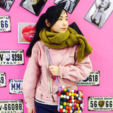 遇见 旅行杂货铺 尼泊尔手工羊毛毡彩色球球拉链单肩斜跨包