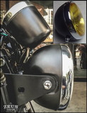 游侠泰国款复古摩托车改装咖啡GN.CG大灯前照灯金属黄玻璃5.5寸
